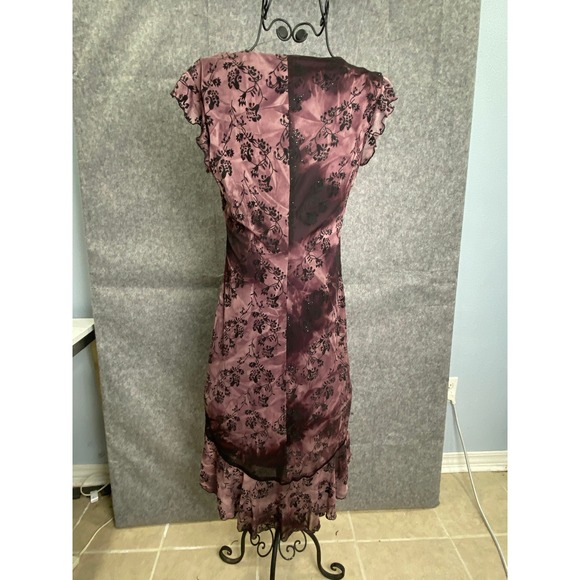 Y2K Speechless Pink Black Floral Dress Velvet Bow Goth Fairycore 90s Revival S - Picture 2 of 12